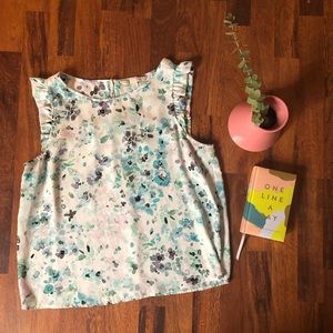 White blouse with water color pattern
